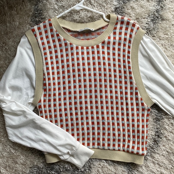 ZARA contrast jacquard top - Picture 3 of 6